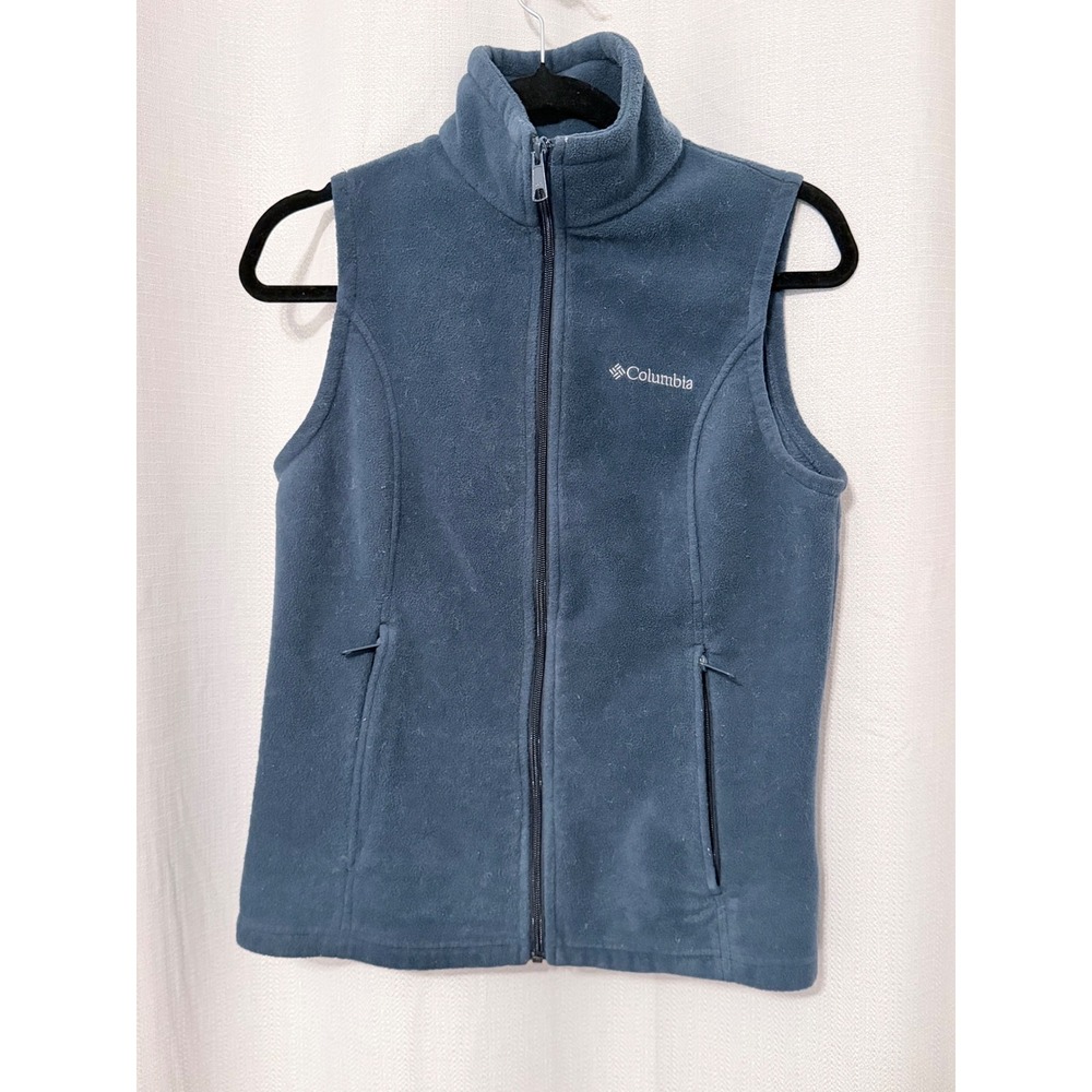 Columbia Benton Springs Full Zip Fleece Vest Blue Gray Small
